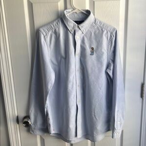Ralph Lauren Rare Men Bear 🐻 Light Blue and White Striped Unisex Shirt